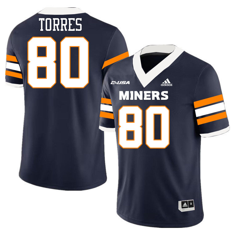 #80 Marcus Torres UTEP Jersey,UTEP Miners College Football Jersey,Uniforms-Navy